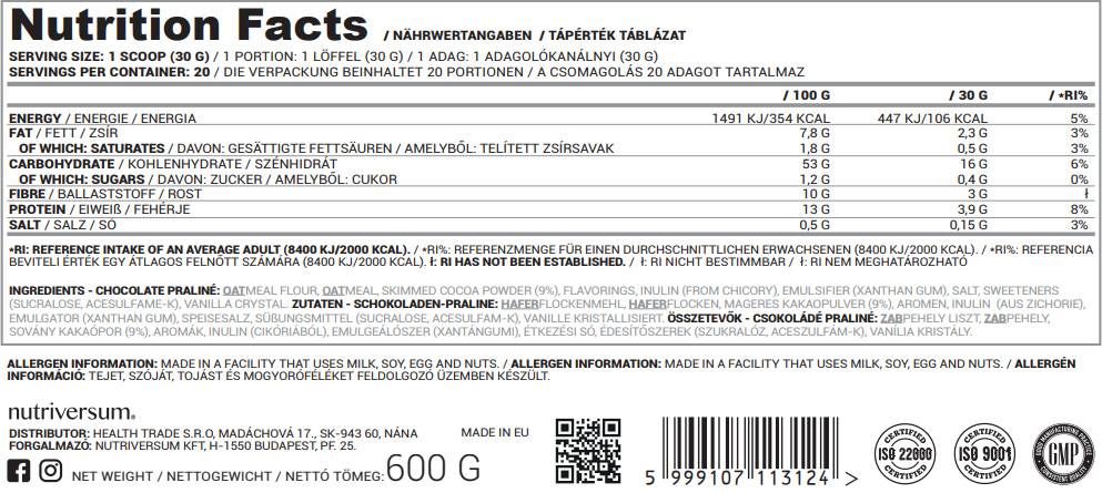 Haferflocken Pro Pure 600 Gramm