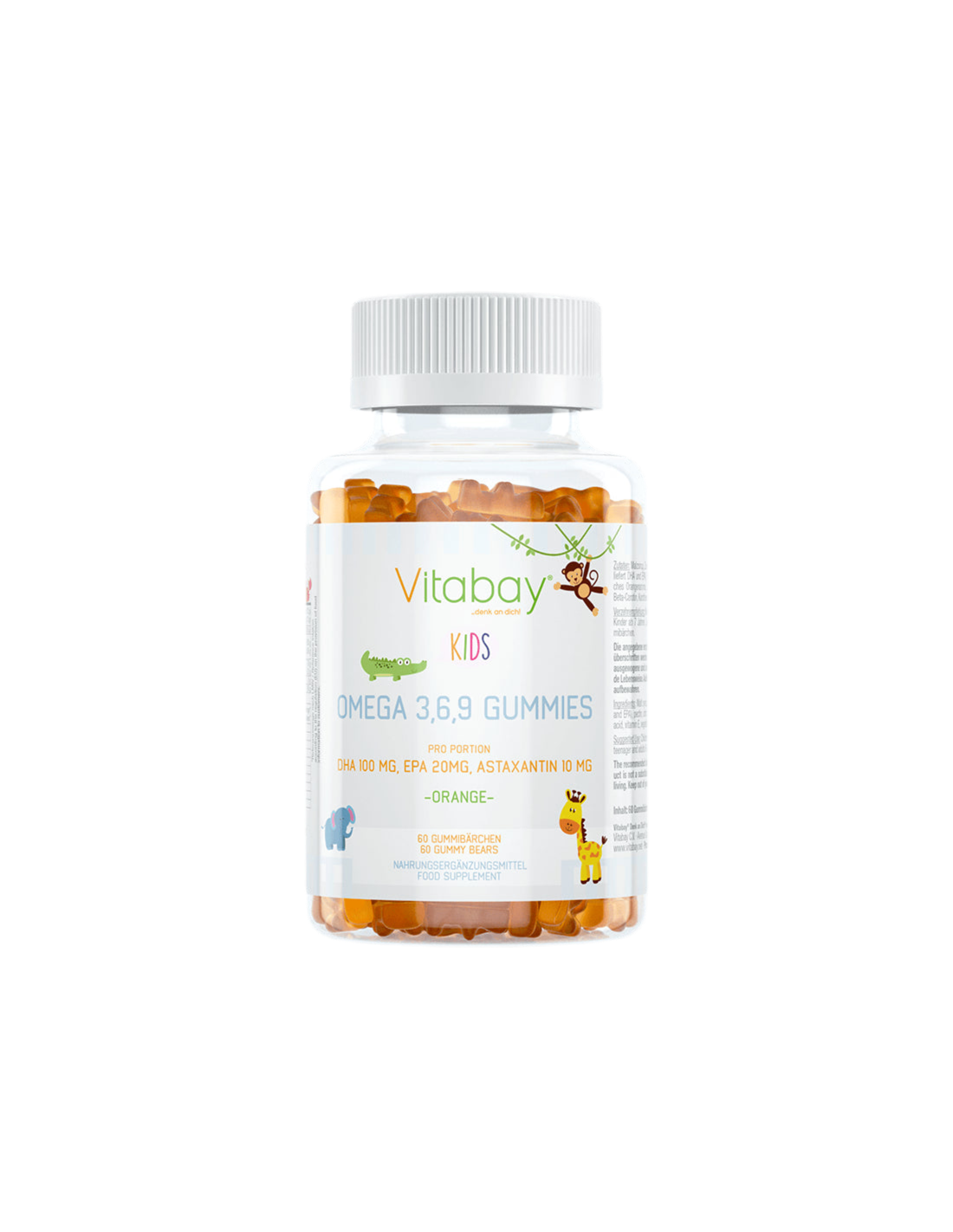 Omega 3-6-9 Gummies Kids/Omega 3-6-9 für Kinder, 60 Geleetabletten mit Orangengeschmack