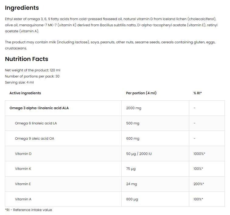 Omega 3-6-9 Flüssigkeit + ADEK | Vitamin A + D + E + K 120 ml