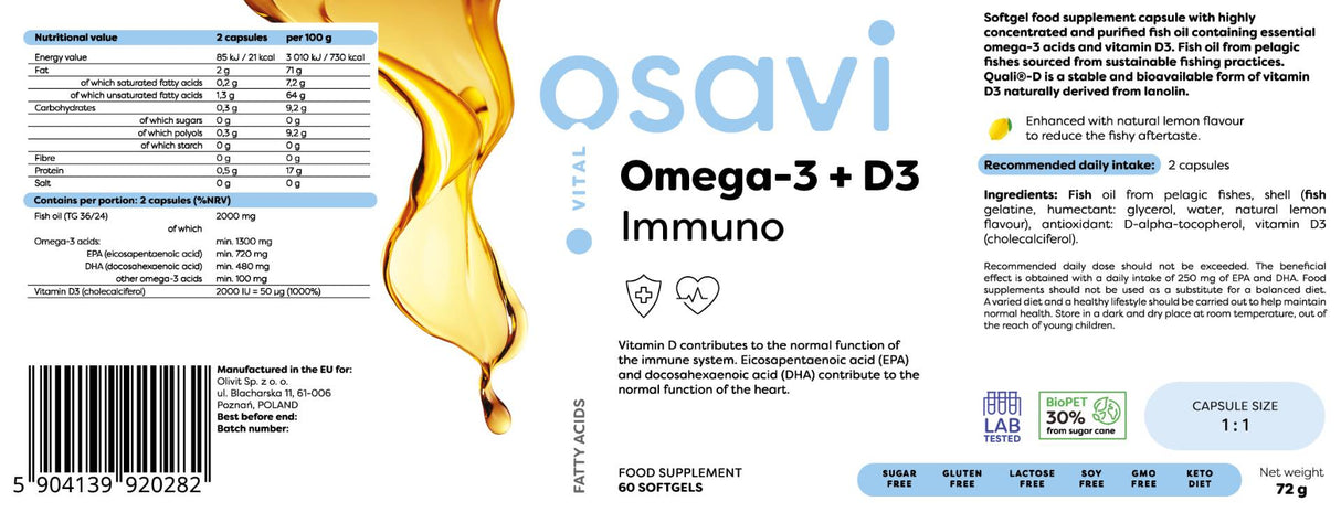 Omega-3 + D3 Immuno – 120 Gelkapseln