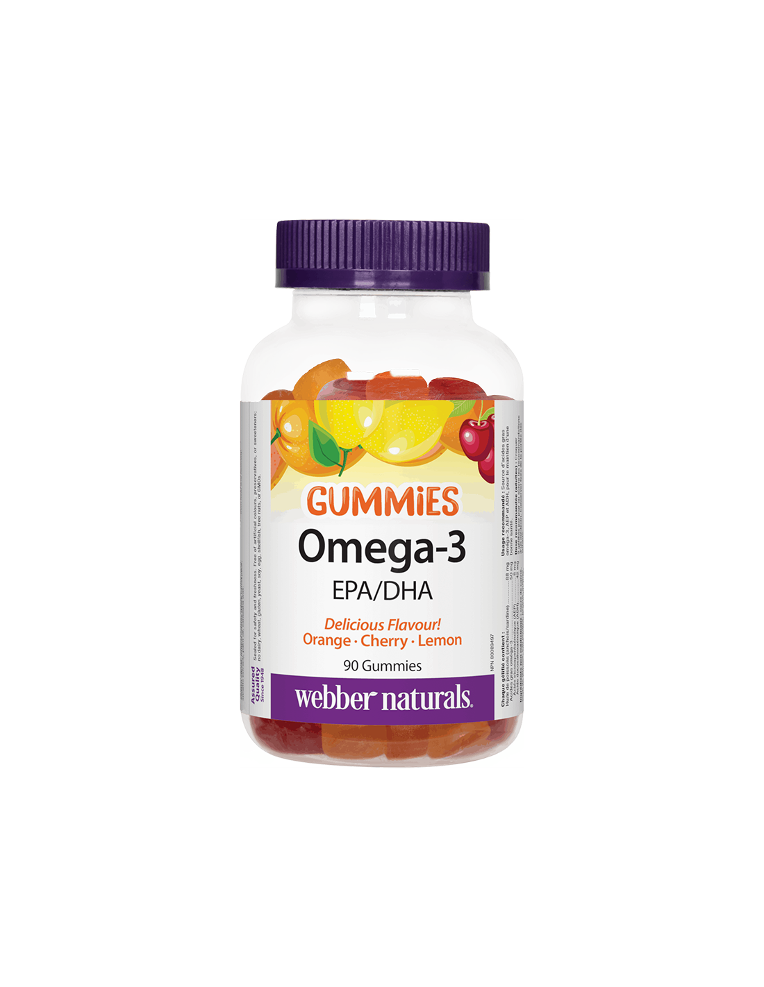 Omega-3-Gummis/Omega-3 x 90 Geleetabletten mit dem Geschmack von Orange, Kirsche und Zitrone
