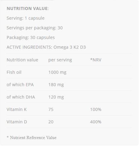 Omega 3 + K2 D3 – 30 Gelkapseln