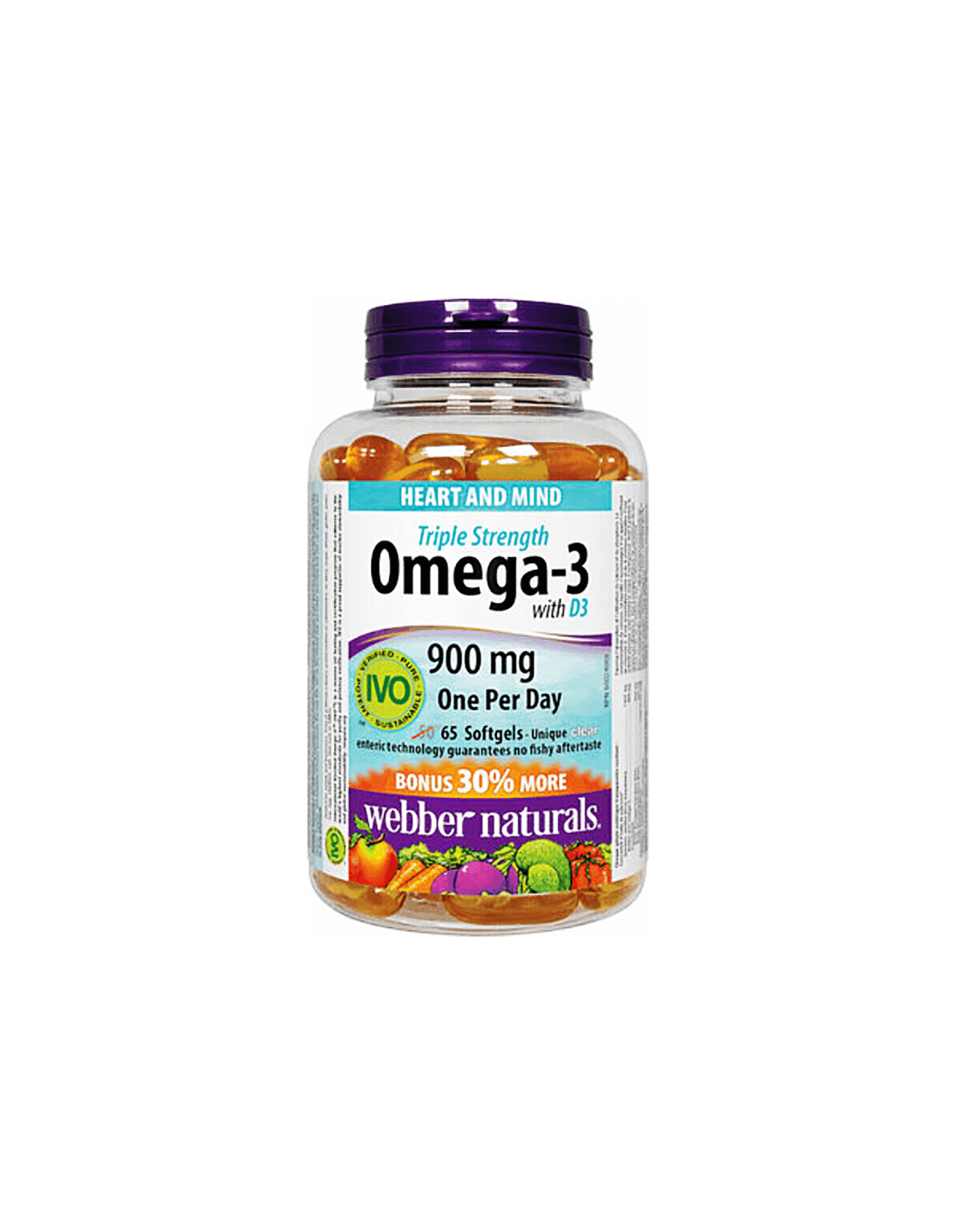 Omega-3 in dreifacher Stärke + Vitamin D3 – Omega-3 (dreifache Konzentration) + Vitamin D3 1000 IE, 65 Softgel-Kapseln