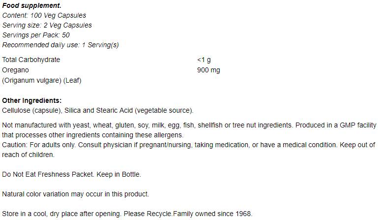 Oregano 450 mg – 100 Kapseln