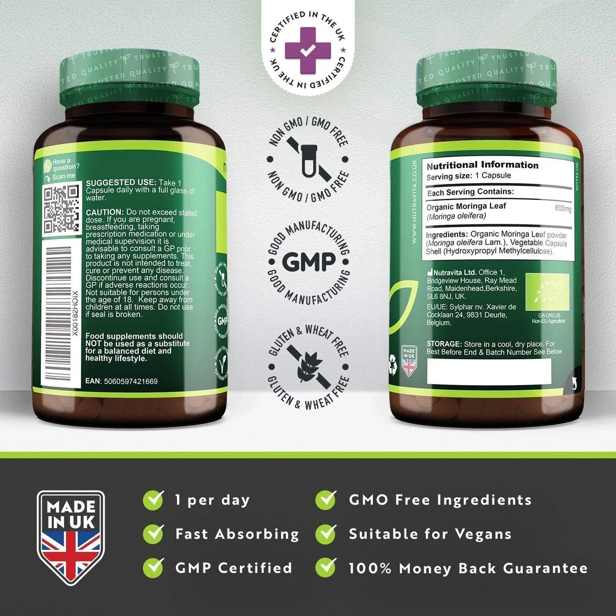 Bio-Moringa – Bio Moringa 600 mg 120 vegane Kapseln