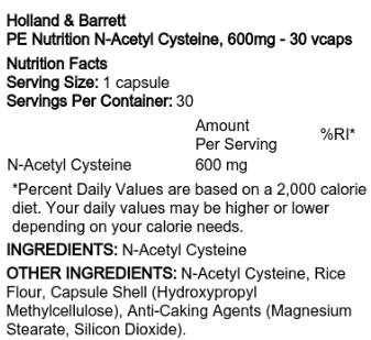 PE-Ernährung | N-Acetylcystein 600 mg 30 Kapseln