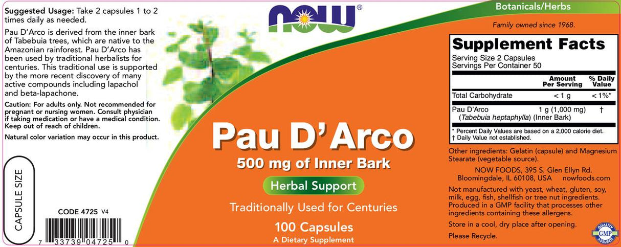 Pau D'Arco 500 mg - 100 Kapseln