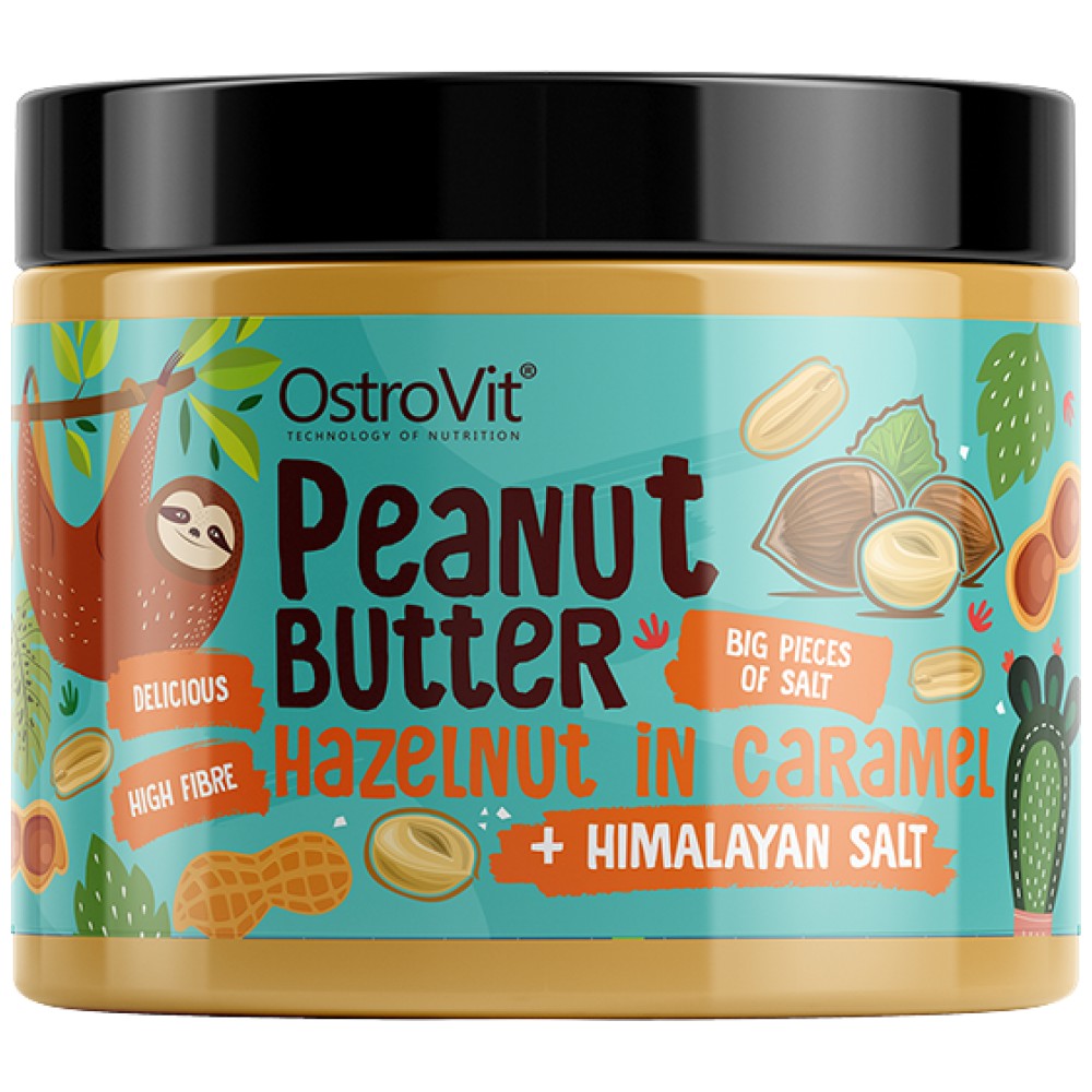 Erdnussbutter mit Haselnuss in Karamell + Himalaya-Salz | Knusprige 500 Gramm