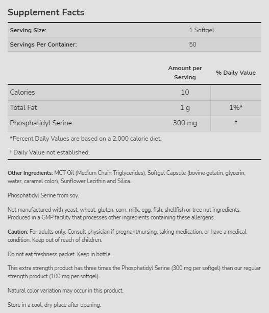 Phosphatidylserin 300 mg | Extra stark – 50 Kapseln