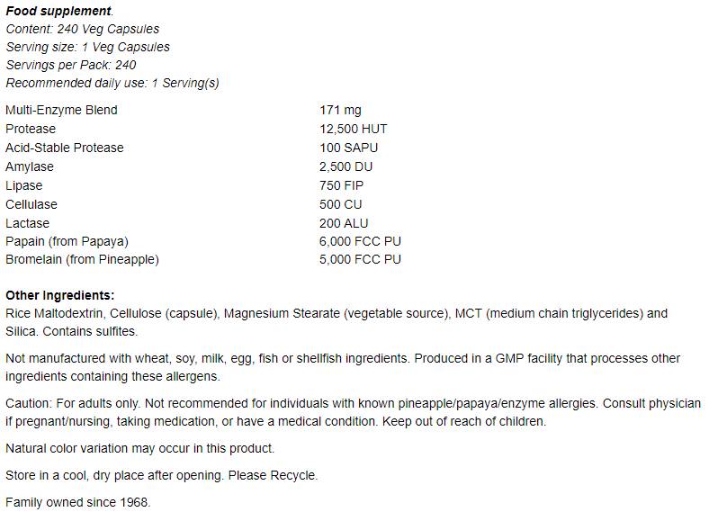 Pflanzenenzyme – 240 Kapseln