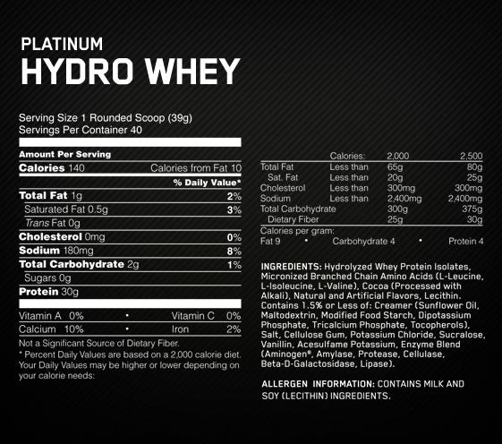 Platinum Hydro Whey 3,5 Pfund. - 1.600 kg