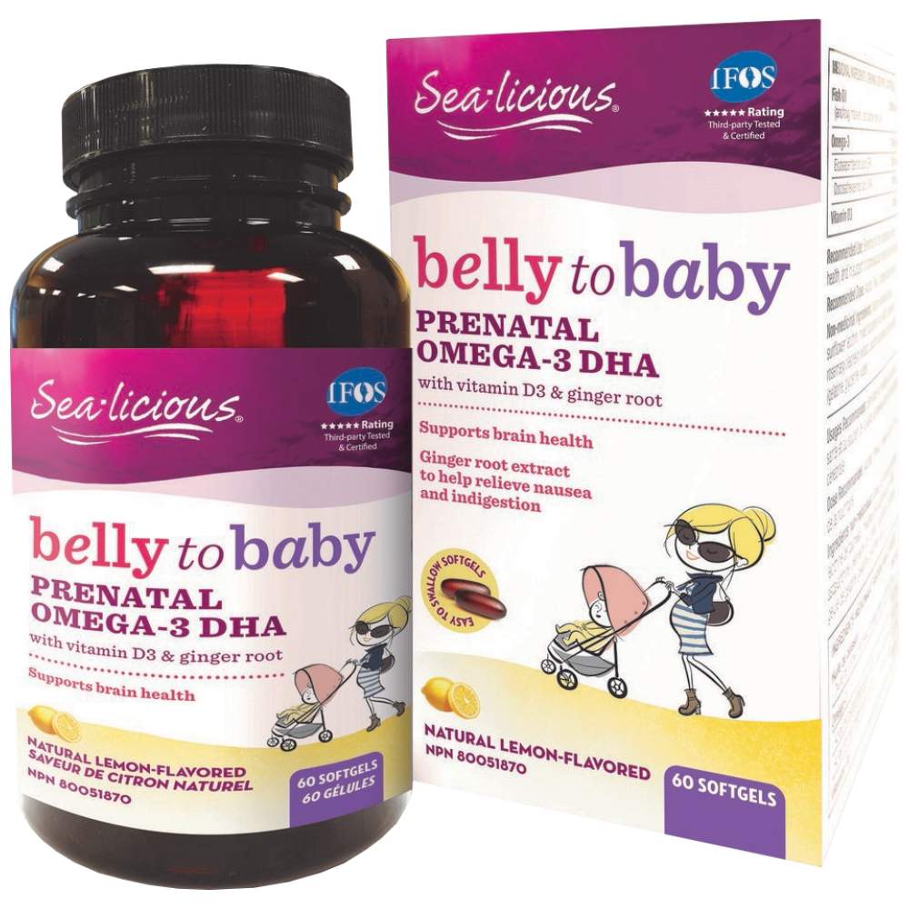 Sea Licious Omega 3 Bauch zu Baby DHA für schwangere Frauen 816 mg 60 Gelkapseln