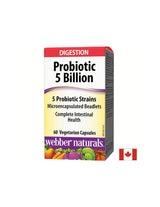 Probiotikum/ Probiotika mit 5 Stämmen, 5 Milliarden aktiven Probiotika x 60 Kapseln <tc>Webber Naturals</tc>