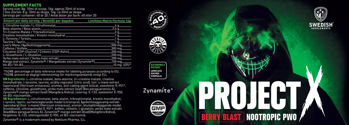 Projekt X 2.0 | Advanced Nootropic Pre-Workout – 330 Gramm