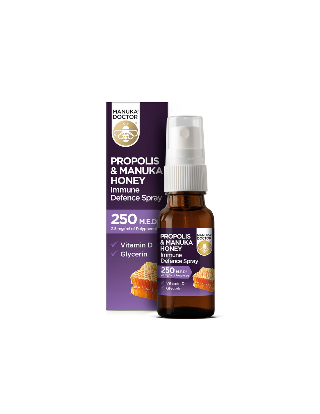 Propolis &amp; Manuka-Honig Immunabwehrspray 250 MED/Halsspray mit Propolis (250 MED), Manuka-Honig und Vitamin D3, 20 ml