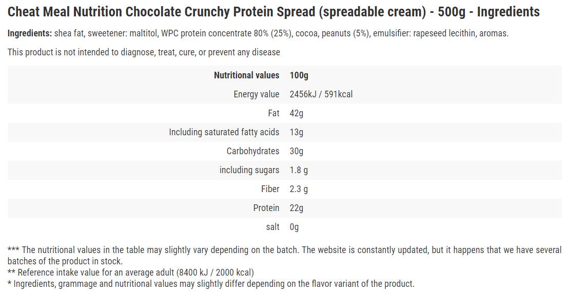 Proteinaufstrich/Chocolate Crunchy – 500 Gramm