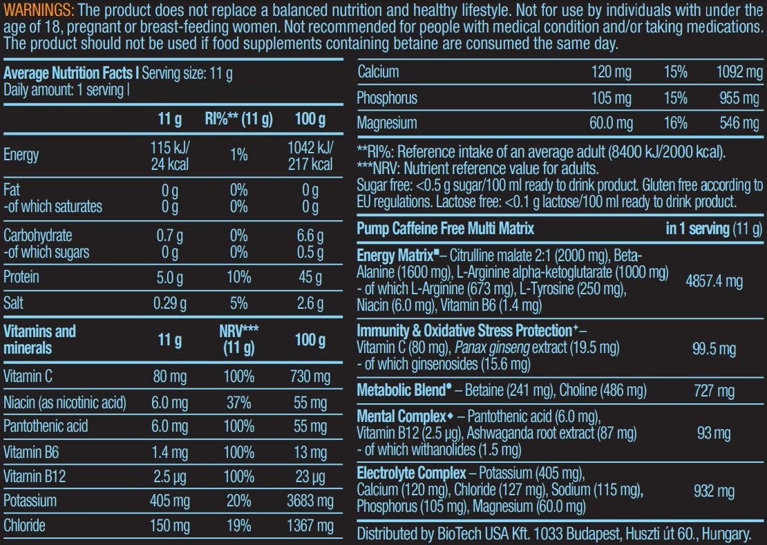 Pump koffeinfreies Getränkepulver/11 g