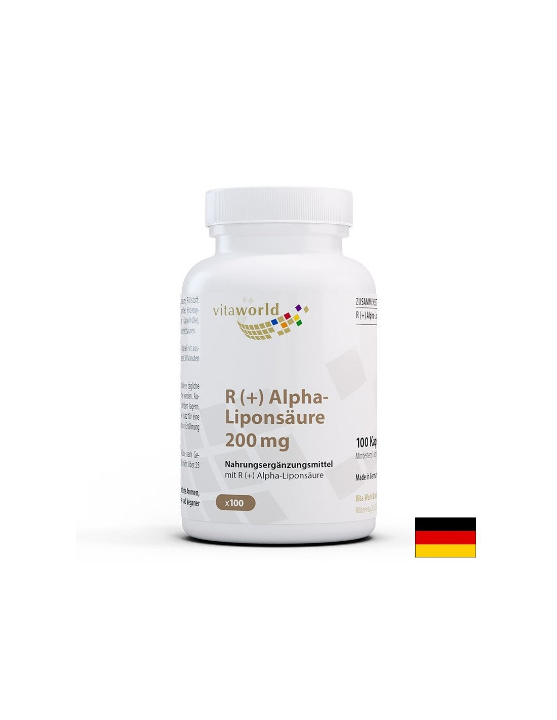 Stoffwechsel und Blutzucker – R(+) Alpha-Liponsäure (R + Alpha-Liponsäure), 200 mg x 100 Kapseln