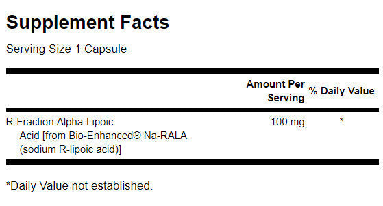 R-Fraktion Alpha-Liponsäure – Doppelte Stärke 100 mg – 60 Kapseln
