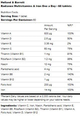 Strahlende Multivitamine und Eisen | Eine pro Tag – 60 Tabletten