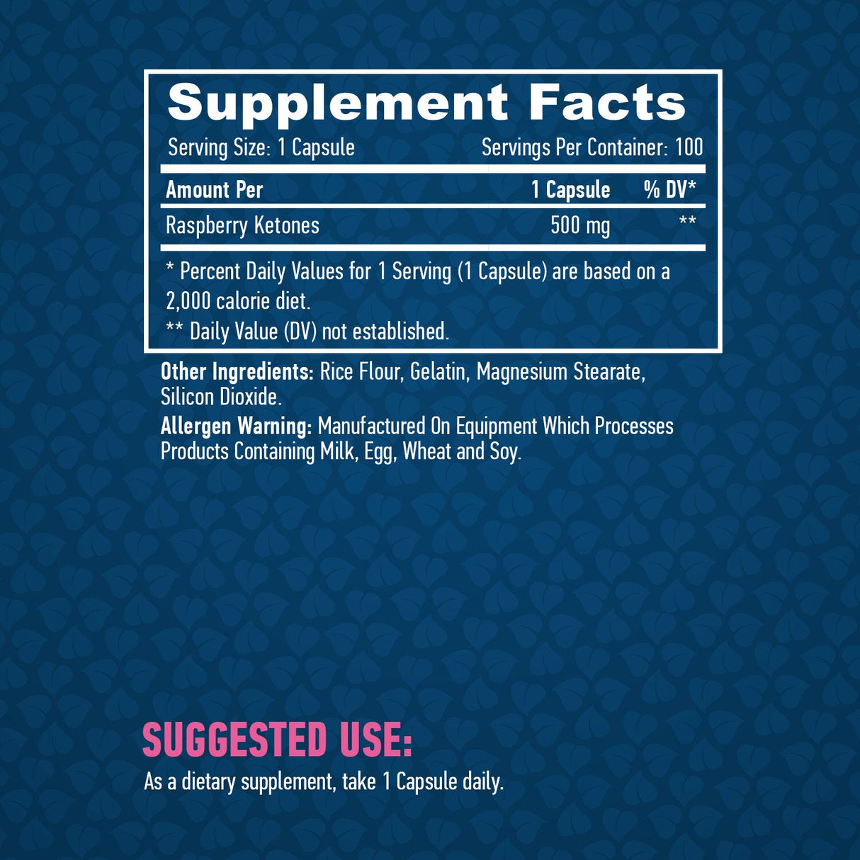 Himbeerketone 500 mg/100 Kapseln.
