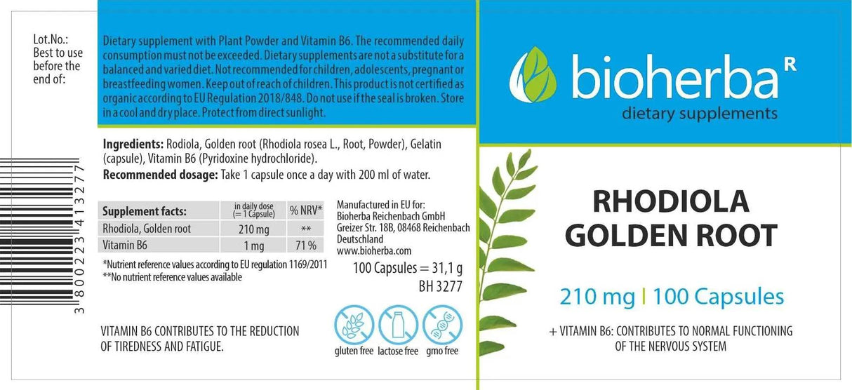 Rhodiola Goldwurzel 210 mg – 100 Kapseln