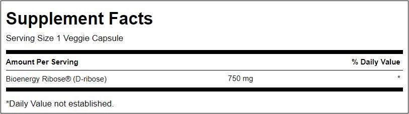 Ribose 750 mg – 60 Kapseln