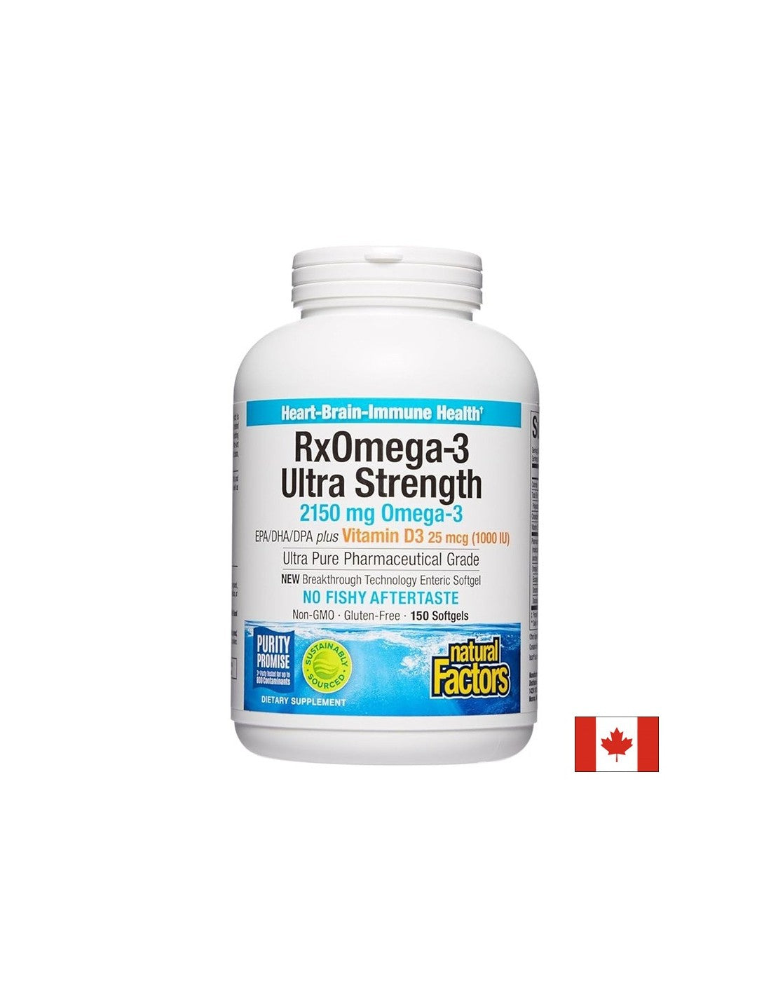 Rx Omega-3 Ultra Strength 2150 mg + Vitamin D3 1000 IE, 150 Softgel-Kapseln