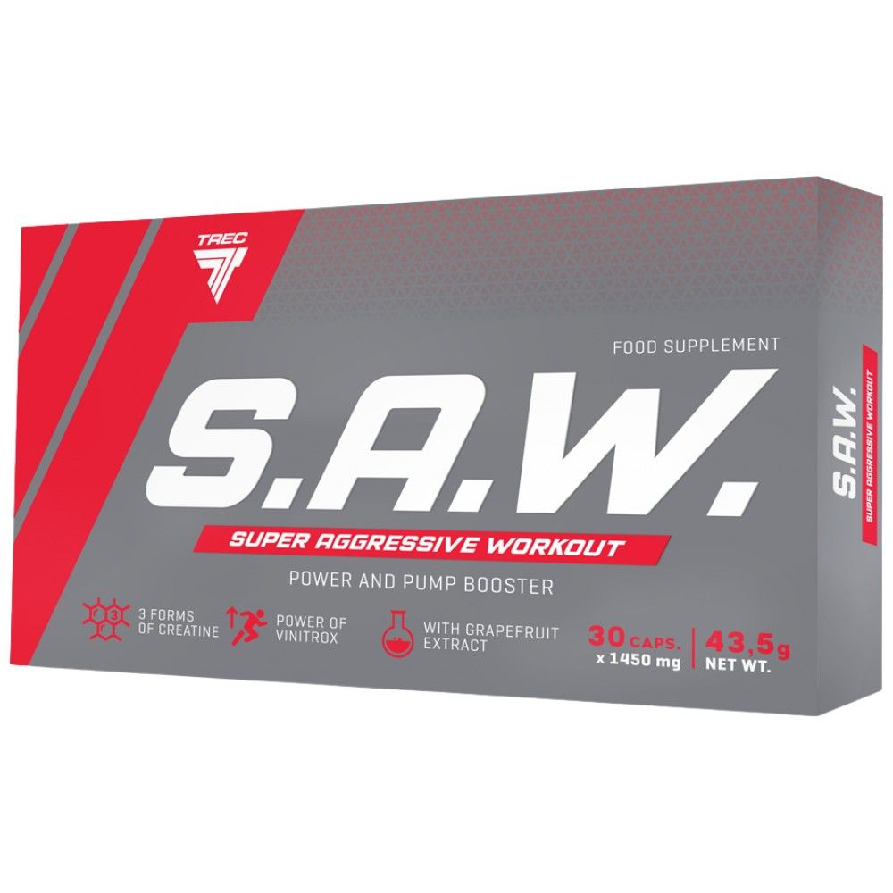 SAW-Kappen | Super Aggressives Pre-Workout – 30 Kapseln
