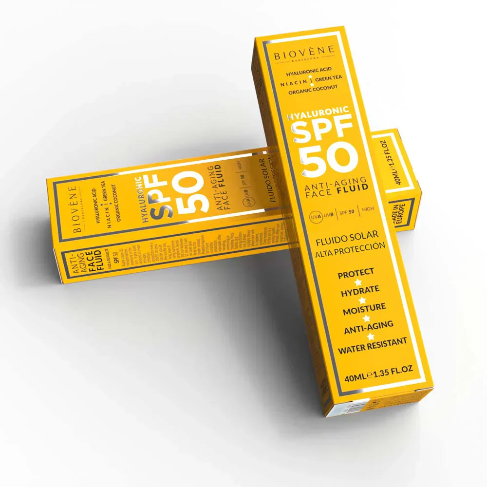 Feuchtigkeitsspendender Sonnenschutz für das Gesicht LSF 50 mit Anti-Aging-Hyaluronsäure – 40 ml