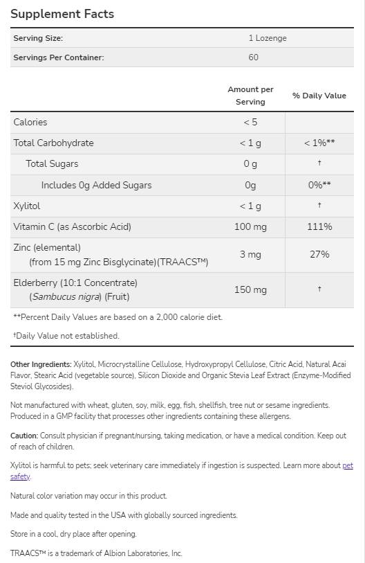 Sambucus Zink-C | Immununterstützung – 60 Sublingualtabletten