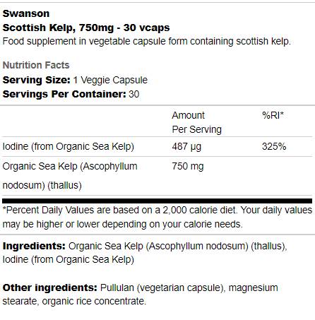 Schottischer Kelp 750 mg 30 Kapseln