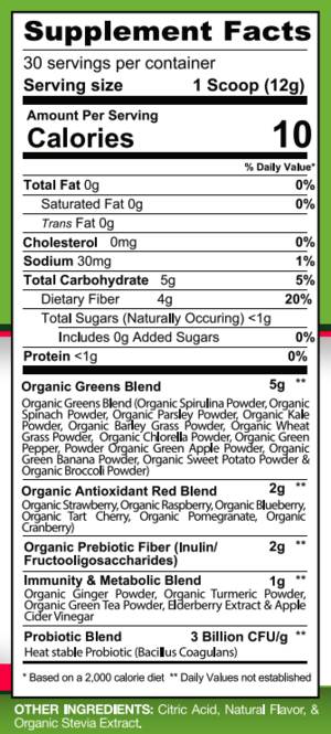 Bewährte Grüns & Rot / hohe Nährstoff -Superfood -Pulver - 360 Gramm