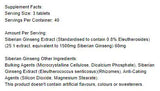 Sibirischer Ginseng 1500 mg – 120 Tabletten