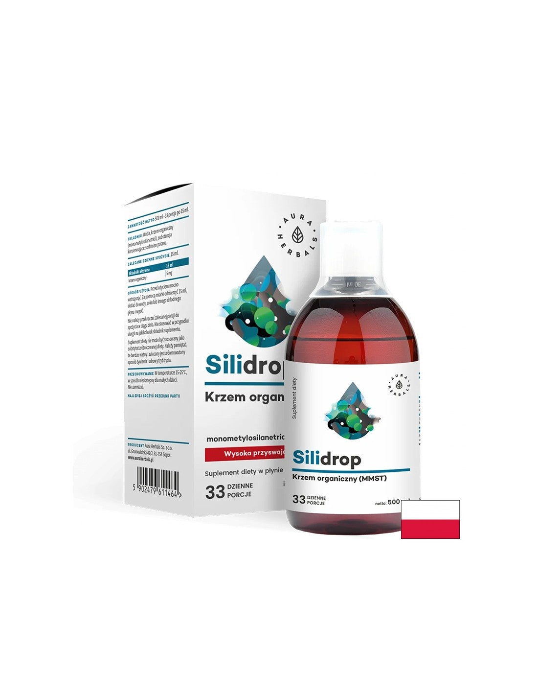 Haar-, Haut- und Nagelpflege – Organisches Silizium – Silidrop, 5 mg x 500 ml <tc>Aura Herbals</tc>