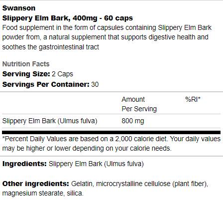 Slippery Elm Bark 400 mg 60 Kapseln