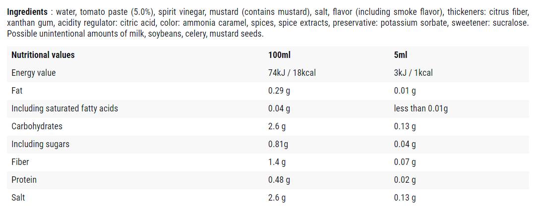 Smoke BBQ/0 Kalorien Sauce – 500 ml
