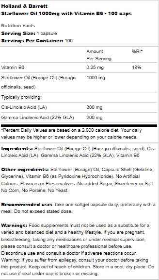 Sternblumenöl 1000 mg | Mit Vitamin B6 - 100 Kapseln