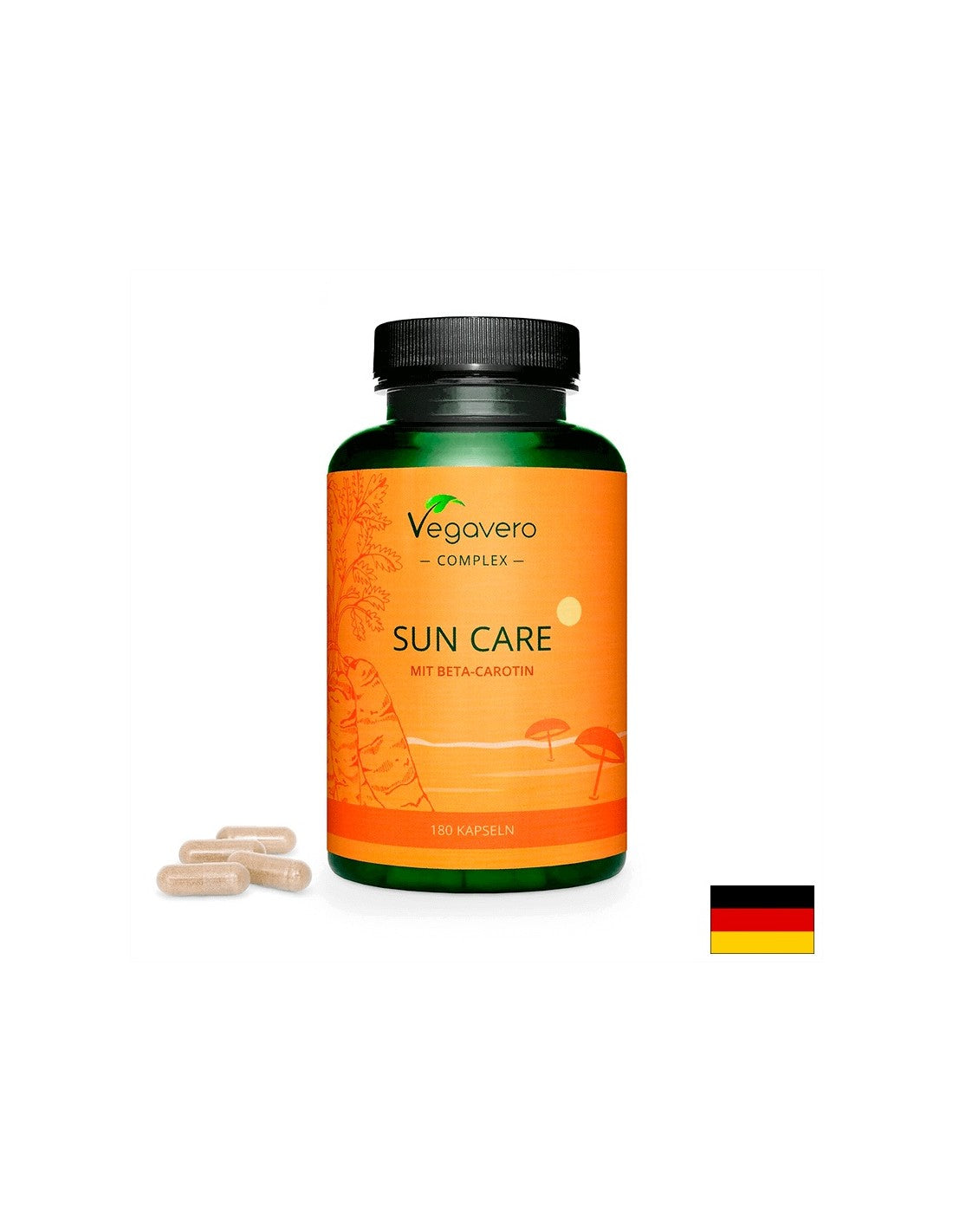 Sun Care Bräunungsformel mit Beta-Carotin – Für samtweiche, gepflegte und gesunde Haut, 180 Kapseln <tc>Vegavero</tc>