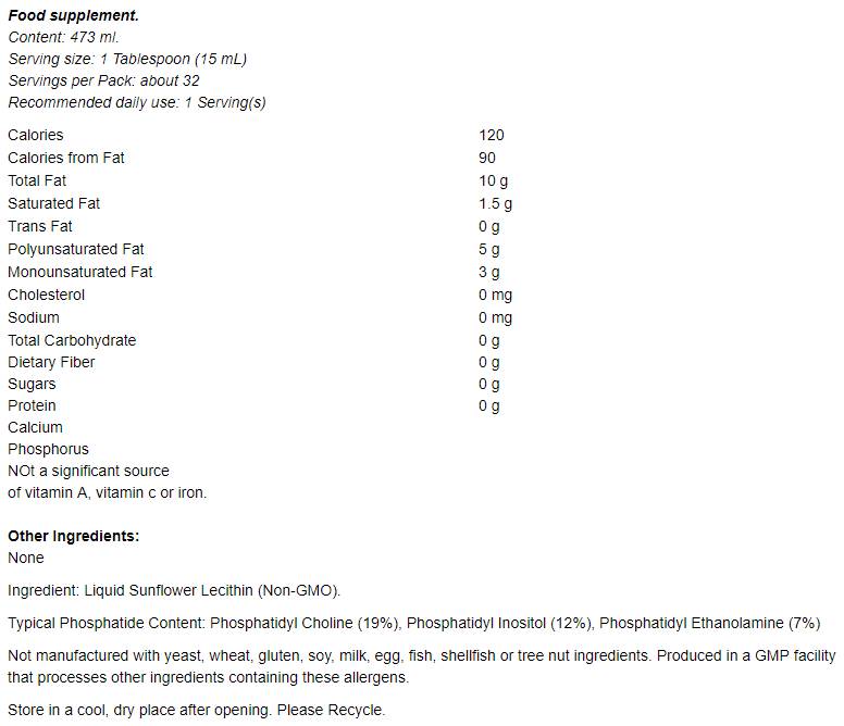 Sonnenblumen-Lecithin-Flüssigkeit – 473 ml
