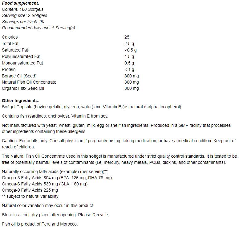 Super Omega 3-6-9 1200 mg – 180 Gelkapseln