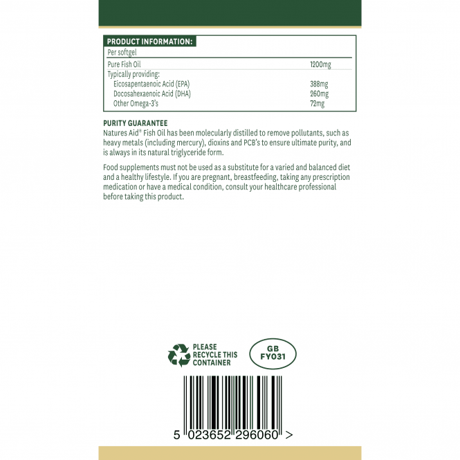 Konzentriertes Fischöl (Super Strength Fish Oil) 1200 mg 60 Weichkapseln NaturesAid