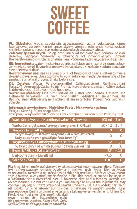 Sirup Null Kalorien | Süßer Kaffee 500 ml