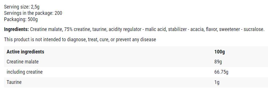 TCM-Pulver | Tri-Kreatin-Malat – 500 Gramm