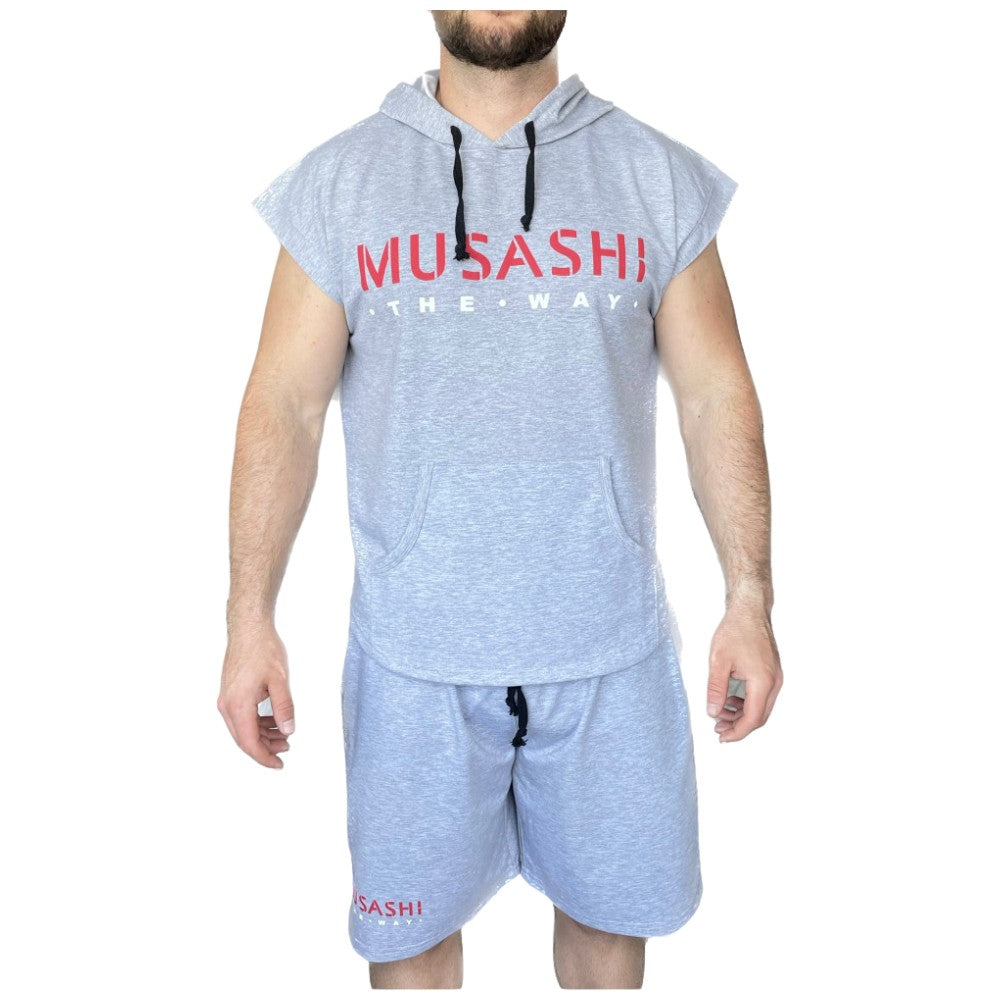 Set aus Tanktop, Kapuzenpullover und Shorts – Grau