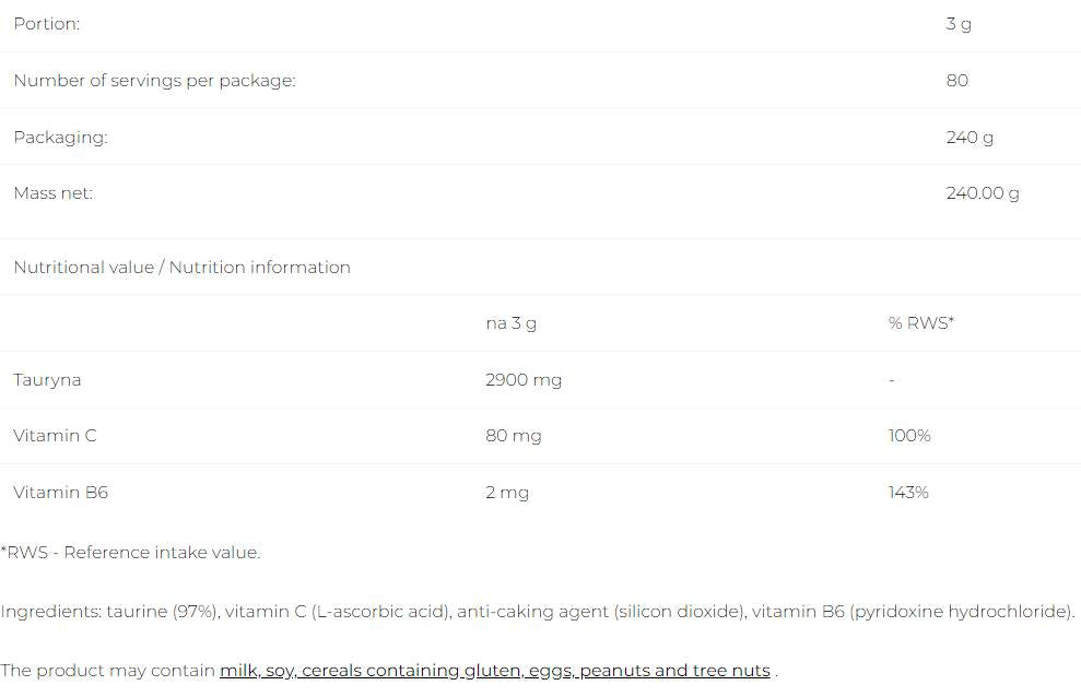 Taurin+ – 240 Gramm