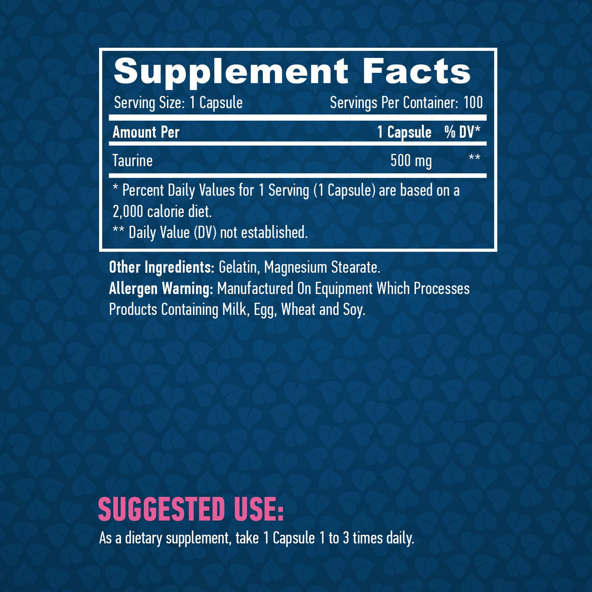 Taurin 500 mg./100 Kapseln.