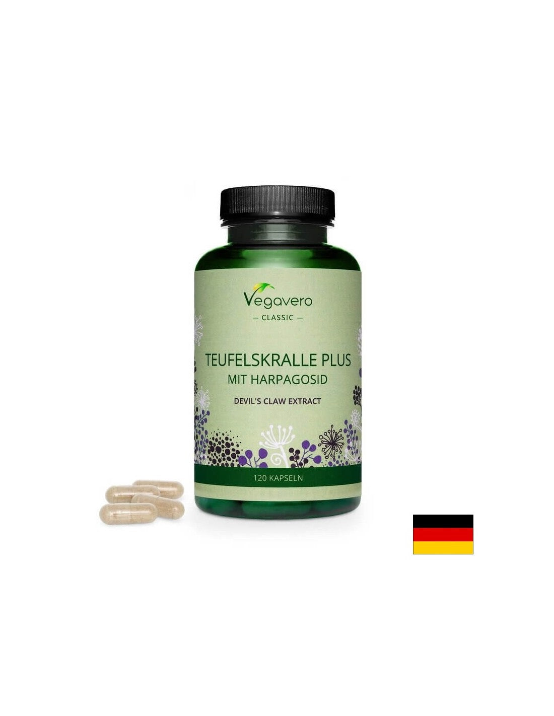 Teufelskralle Plus mit Harpagosid/ Kräuterformel mit Teufelskralle, Weide und Ingwer, 120 Kapseln, 100 % vegan <tc>Vegavero</tc>