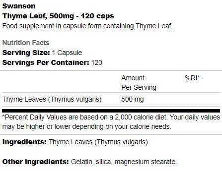 Thymianblatt 500 mg 120 Kapseln