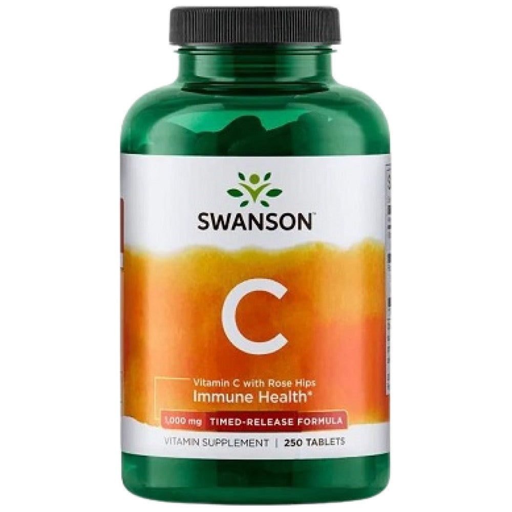 Vitamin C mit zeitgesteuerter Freisetzung 1000 mg | Mit Hagebutten 250 Flaschen